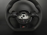 Volant en cuir en forme de D RS avec palettes de changement de vitesse, compatible avec Audi A3/A4/A5/A6/Q3/Q5/Q7/S3/S4/S5/S6/S8/TT/A7/A8