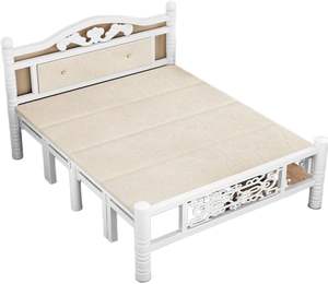 Lit en fer portable, pliable, anti-panneaux d'éclatement, épaissi, blanc, simple ou double, avec cadre de présentation en bois - Product Image 2