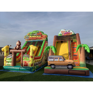 Nouveau toboggan gonflable commercial personnalisé à double piste, design animaux, pour location <span class=keywords><strong>de</strong></span> fêtes d'enfants - Product Image 1