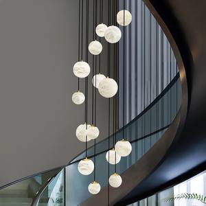 HFBH Maeva Lustre Rond Escalier Lustre Lumières Avec Plusieurs Pendentifs Support Personnalisé - Product Image 4