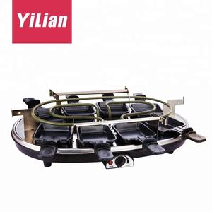 Barbecue électrique rond de table antiadhésif avec 8 plateaux chauffants et dispositif de sécurité anti-flamme pour cuisine intérieure et extérieure - Product Image 5