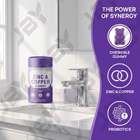 Gummies sans sucre au zinc et au cuivre 15 mg de zinc + 1,5 mg de cuivre par portion avec probiotiques, vitamine B6 pour la peau, les cheveux et le soutien immunitaire