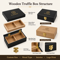 Boîte à truffes en bois, emballage cadeau de luxe pour chocolats avec séparateurs, pour mariage, vente au détail, OEM personnalisé, vente en gros