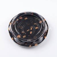 Boîte à sushi ronde, plateau à sushi en feuille d'or avec couvercle transparent, conteneur jetable pour emporter au restaurant