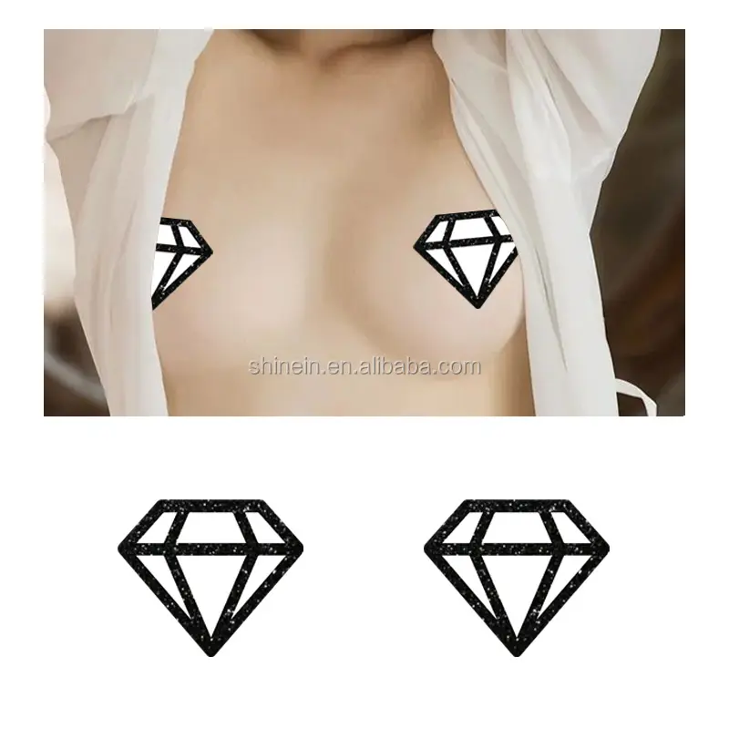 Großhandel Glitter Diamond Shape Brust pasteten Sexy Einweg-Nippel abdeckungen für Frauen dekoration