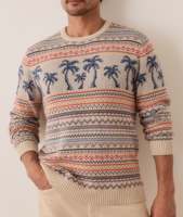 Pull tricoté floral pour homme style Fair Isle California - Mélange polyester/nylon anti-plis ODM, épais, rétro, pour l'hiver