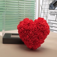 Roses éternelles Hanlou 10 cm, fleurs de rose en forme de cœur stéréo pour le commerce, cadeau de Noël, cadeau de la Saint-Valentin, boîte en forme de cœur