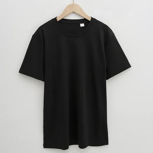 Camiseta de algodón de seda de amoníaco líquido de doble cara de 190g de gama alta, camiseta de manga corta de algodón con cuello redondo para hombre - Product Image 3