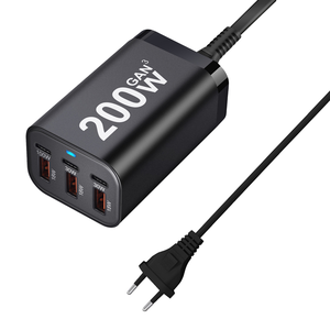 Station de charge de bureau GaN 200W à charge ultra-rapide, <span class=keywords><strong>adaptateur</strong></span> rapide QC3.0 avec indicateur LED pour ordinateur portable, téléphone portable, tablette - Product Image 5