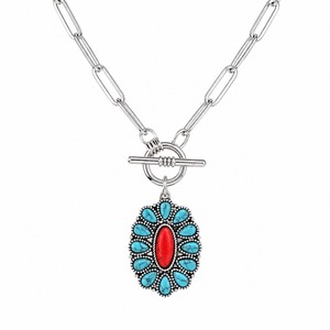 Collana con ciondolo blu-verde in stile letterario, gioielli retrò da donna per tutti i giorni, idee regalo - Product Image 4