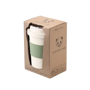 350毫升400毫升定制环保批发可重复使用竹纤维杯咖啡饮料杯带盖野营经典