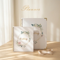 Carnets de notes avec reliure thermique, couverture rigide, impression par transfert personnalisée, dorure or rose, pour mariage, agenda, organisateur, boîte