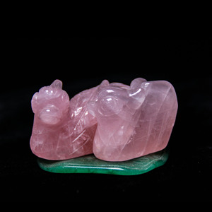 Cristal de cuarzo rosa tallado a mano, 60x41mm, Pato Mandarín, tallado de cristal para regalos - Product Image 3
