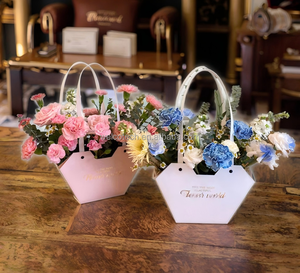 Kotak Hadiah Lipat Premium dari Karton dengan Motif Bunga, Warna Putih, Dilengkapi Lapisan UV, Bentuk Khusus untuk Toko Bunga - Product Image 1