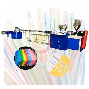 Orme Gebruikte Automatische Biologisch Afbreekbare Pp Candy Lolly Twee Kleuren Drank Spiraal Stro Extruder Machine