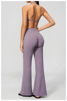 Nouveaux ensembles de sport personnalisés : Soutien-gorge dos nu et leggings évasés taille haute (2 pièces) – Tenues de yoga et de fitness pour femmes
