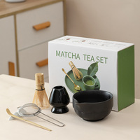 Ensemble de bols à matcha japonais en porcelaine à motif vague, exclusif transfrontalier, avec fouet Chasen et support, 560 ml, écologique