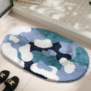 Tapis de bain floqué motif abstrait, forme originale, en fibre de polyester, antidérapant et absorbant, pour la maison, la salle de bain, la cuisine, les toilettes - Product Image 3