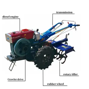 Tractor de 2 ruedas para caminar, motor diésel de Agricultura, tractores de mano de dos ruedas para agricultura
