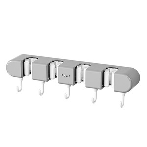 <b>Mop</b> Clip Hook Adhesive <b>Wall</b> Mount Bathroom Storage Rack With Clips For <b>Mop</b> And Cleaning Tools 18 In Width Durable Design - Product Image 5