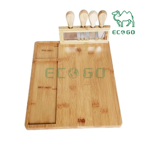 Juego de tabla de queso de madera de bambú con cuatro cuchillos y rebanadora y tenedores y cucharas para Cocina - Product Image 4