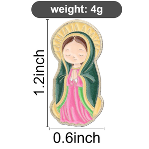 Pin Enamel Bergaya Kartun Bunda Maria Guadalupe, Bros Tangan Berdoa, Hadiah untuk Penggemar Religius dan Kolektor - Product Image 6