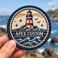 Patchs brodés ronds APEX, patchs brodés personnalisés, logo de marque, OEM, ODM, patchs brodés de luxe à coudre sur les vêtements
