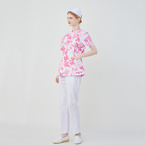 Tenues médicales unisexes en coton imprimé par transfert thermique pour médecins et infirmières, ensembles de blouses et pantalons, uniformes d'hôpital pour personnel, modèle DUI DE 020412 - Product Image 3