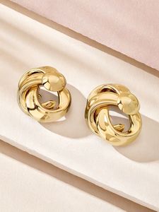 Kaimei 2025イヤリングファッションジュエリートレンディなファッションメタルスタッドイヤリング誇張幾何学的な真鍮ハンマーイヤリング女性用 - Product Image 4