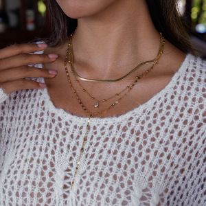 Collier pendentif goutte d'eau multicouche en acier inoxydable doré pour femme, bijoux de fête - Product Image 2