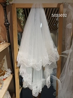 Feishiluo gros ivoire et blanc dentelle bord court voile de mariée avec voile de visage deux couches pour les femmes voiles de mariage
