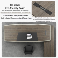 Bureau de direction moderne personnalisable OEM, grande taille 3m, table de patron en forme de L avec hubs d'alimentation intégrés