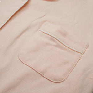 Pijama en blanco de mujer Primavera Verano personalizado al por mayor, pijama de algodón camisón de dos piezas de lujo para mujer - Product Image 2