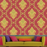 Papier peint PVC moderne AMDSeries à motifs floraux abstraits et lattes naturelles 0,53*9,2m pour salon, hôtel, chambre, salle à manger, couloir d'escalier