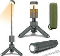 Lampe de camping télescopique noire Lanterne de camping Lampe de travail LED rechargeable avec support Lampe de poche portable pour la randonnée Camping