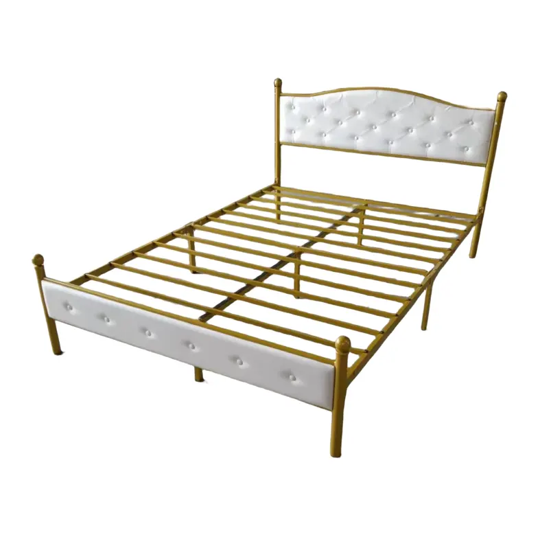 Set rangka tempat tidur kulit logam Modern, set seprai mewah mudah dirakit untuk tempat tidur asrama, mudah dirakit untuk rumah