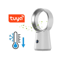 Ventilateur intelligent 2-en-1 : ventilateur de bureau sans pales, ventilateur tour silencieux à oscillation, purificateur d'air, moteur sans balais, compatible Tuya