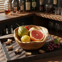 Bol en bois naturel sculpté à la main avec logo personnalisé, grande taille, design créatif irrégulier, idéal pour fruits secs ou comme bol à pétrir la pâte
