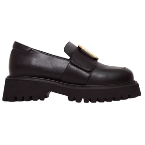 Mocasines Negros de Plataforma para Mujer, Zapatos de Cuero con Tacón Grueso de 5 cm - Product Image 4