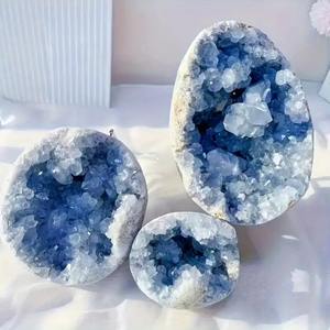 600-800g Celestita Azul Pulida, Geoda en Forma de Huevo, Regalos, Cristal Semiprecioso para Sanación Energética, Hola Feng Shui, Tendencia de Moda - Product Image 4