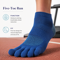 Chaussettes de course athlétiques B2B à cinq doigts pour kits d'entraînement et programmes de course, avec options de tailles graduées
