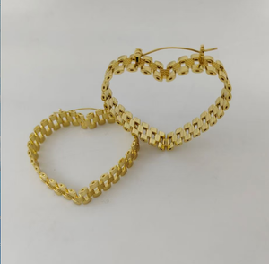 Maßgefertigter Edelstahl 50mm Herz-Rahmen 18K Vergoldeter Ohrring Rollie Zarter Schmuck für Frauen Geschenk - Product Image 1