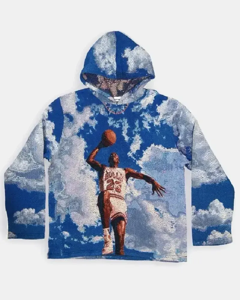 Schnell-Anpassung individuelles Fotoporträt handgefertigte Tapisserie Decke Pullover Kapuzenpullover Basketball Star Tapisserie Hoodie