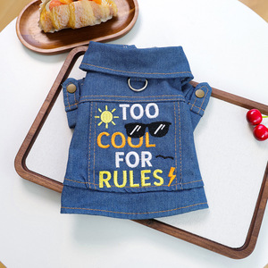 Ropa para mascotas para otoño e invierno, perros pequeños, cachorros, perros y gatos felices, ropa cálida y cómoda, mezclilla única - Product Image 2