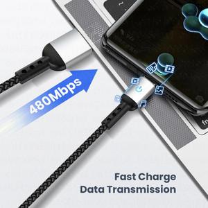 Bất 3A Nylon Braid Hợp kim nhôm ban đầu USB để Loại C nhanh sạc cáp dữ liệu cho Samsung Galaxy điện thoại di động - Product Image 6