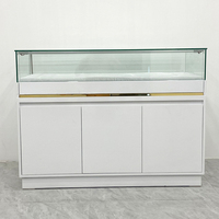 Vitrine à bijoux en bois de luxe haut de gamme avec éclairage LED doré, présentoir à bijoux pour magasin