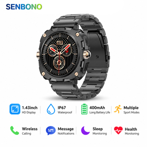 นาฬิกาอัจฉริยะ SENBONO AK71 รุ่น OEM/ODM กันน้ำ IP67 รองรับโหมดกีฬาหลากหลาย โทรไร้สาย แบตเตอรี่ 400mAh ใช้งานได้ยาวนาน เหมาะสำหรับกิจกรรมกลางแจ้ง - Product Image 1