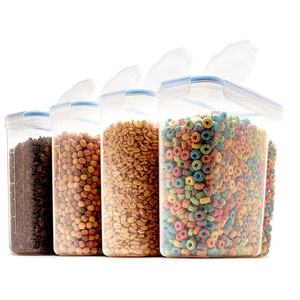 4L Large Dry Food Storage Containers BPA-Free Plastic Cereal Container with Airtight Lid for Cereal, Flour, Sugar,Coffee