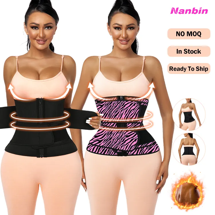 NANBIN — Corset à fermeture éclair pour hommes, gaine de taille avec 2 bretelles, 3 couches en Latex lisse, respirant, grande taille