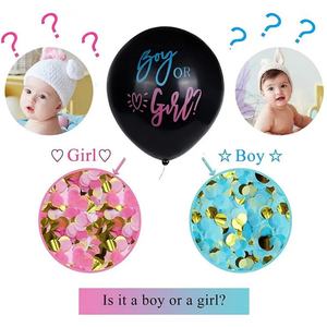 Hot 36inch Latex Black <b>Balloon</b> Gold Blue pink Confetti Baby Boy Girl Ballon White Custom Gender Reveal <b>Balloons</b> - Product Image 2